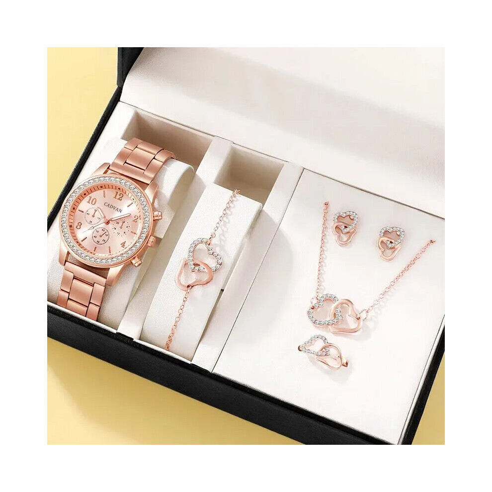 Montre à strass pour femme (or rose)