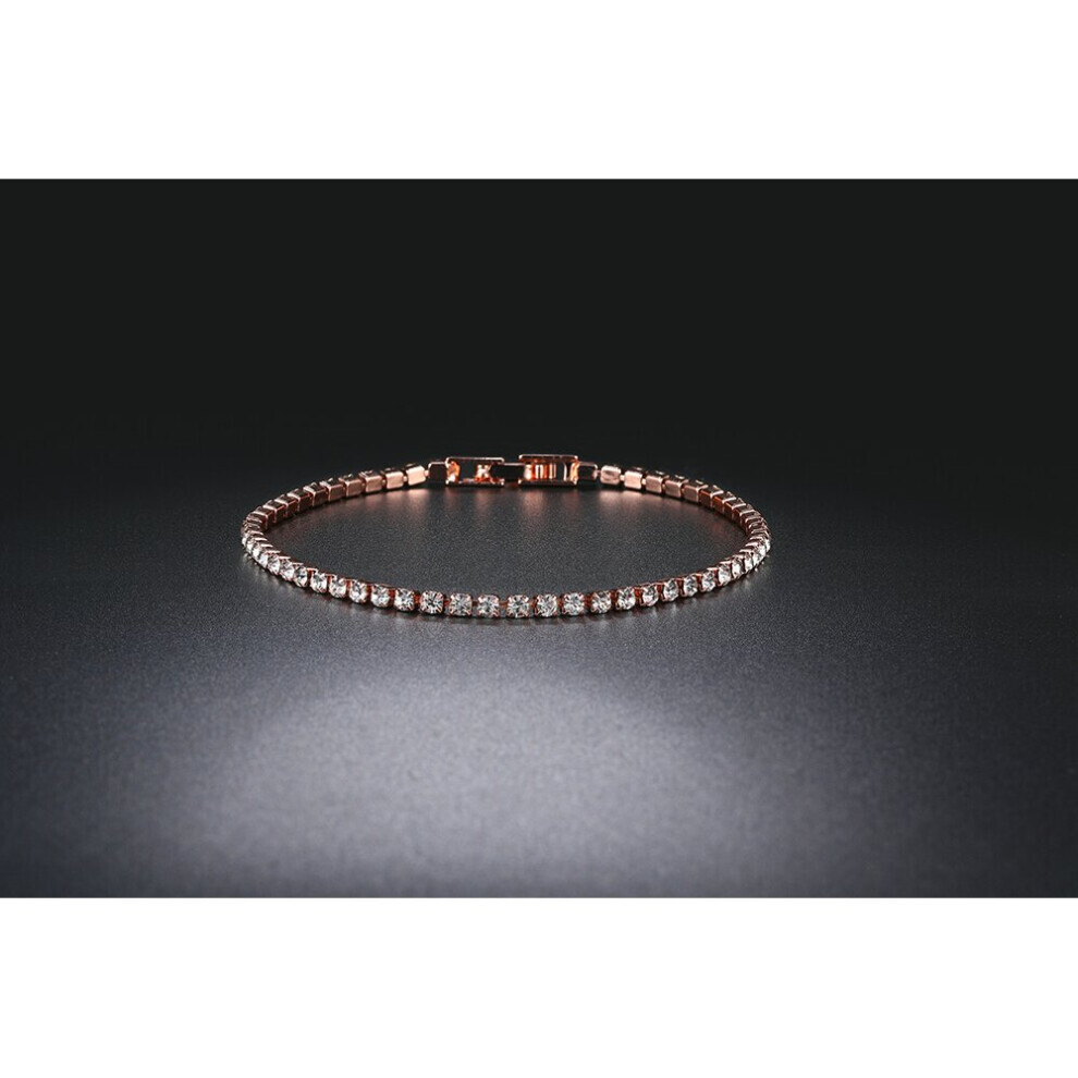 (Or rose Blanc-17 cm-5 mm taille Plaqué Argent) Bracelets de tennis pour femmes Bracelet rond en cristal