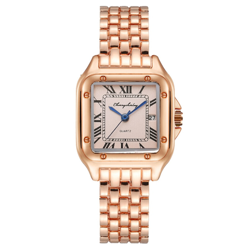 (Montre à quartz tendance pour femme et homme en or rose)