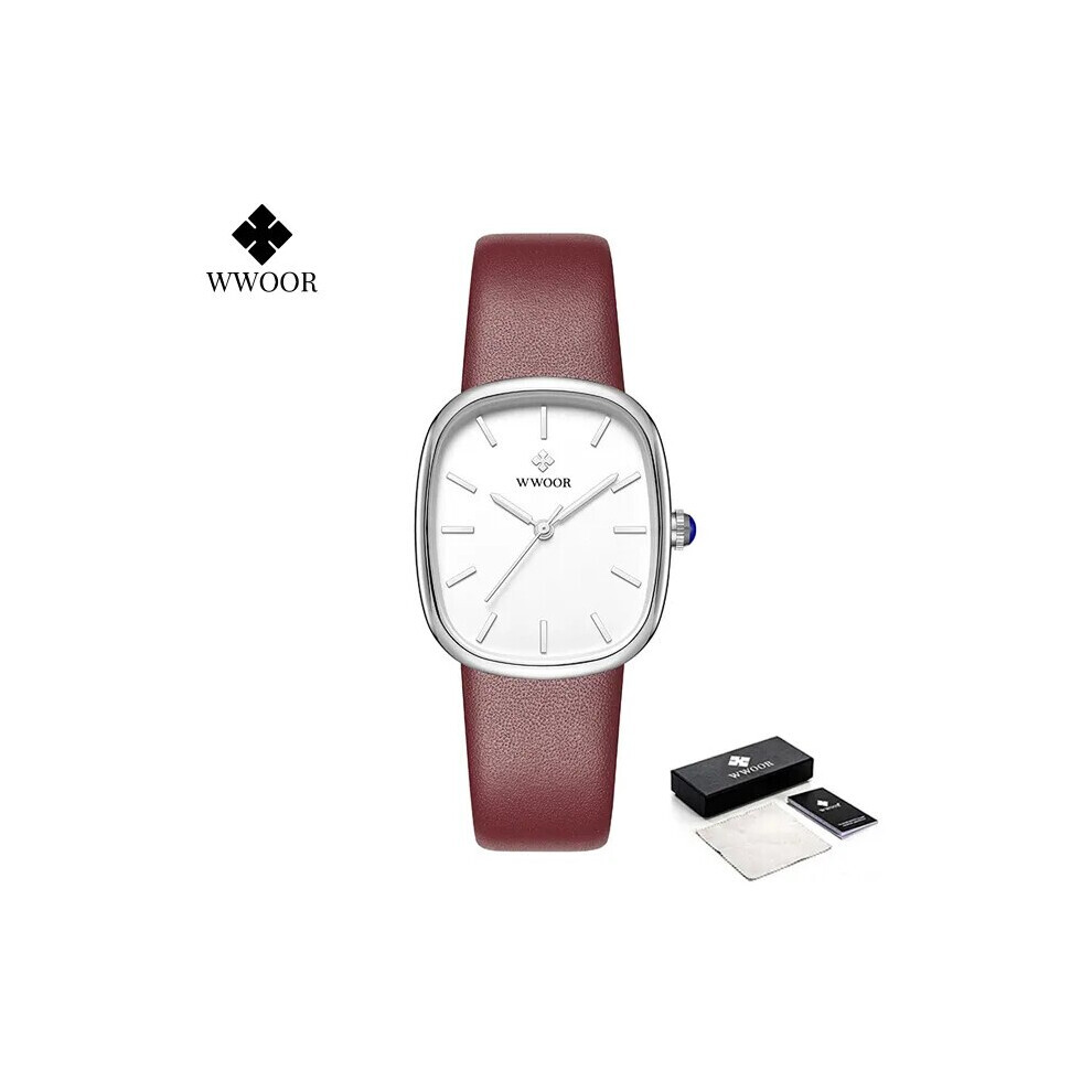 (Silver023 Montre Femme Mode Cuir Quartz Montre Top Marque Luxe Étanche