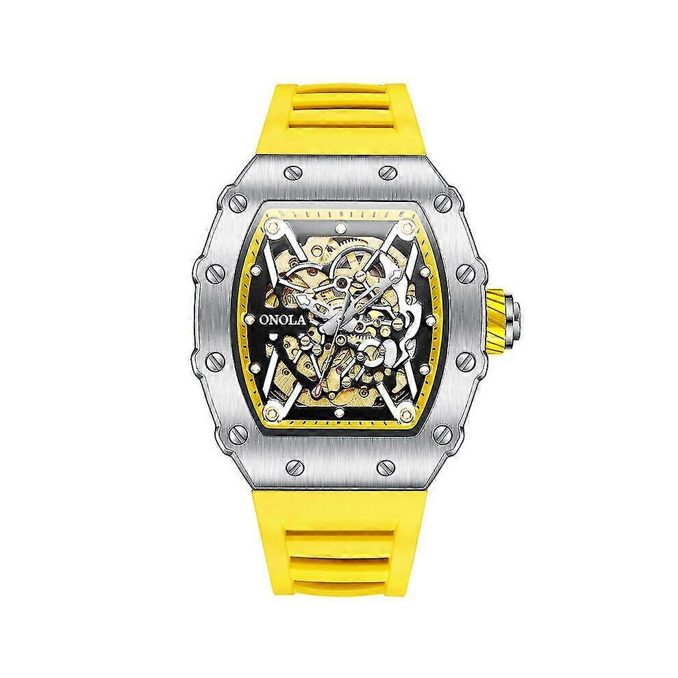 Montre mécanique automatique pour homme (jaune argenté)