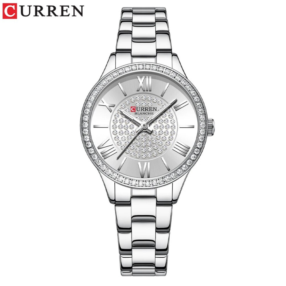 (Blanc argenté) Montre de luxe CURREN pour femme en or rose, montre-bracelet à quartz étanche à la mode