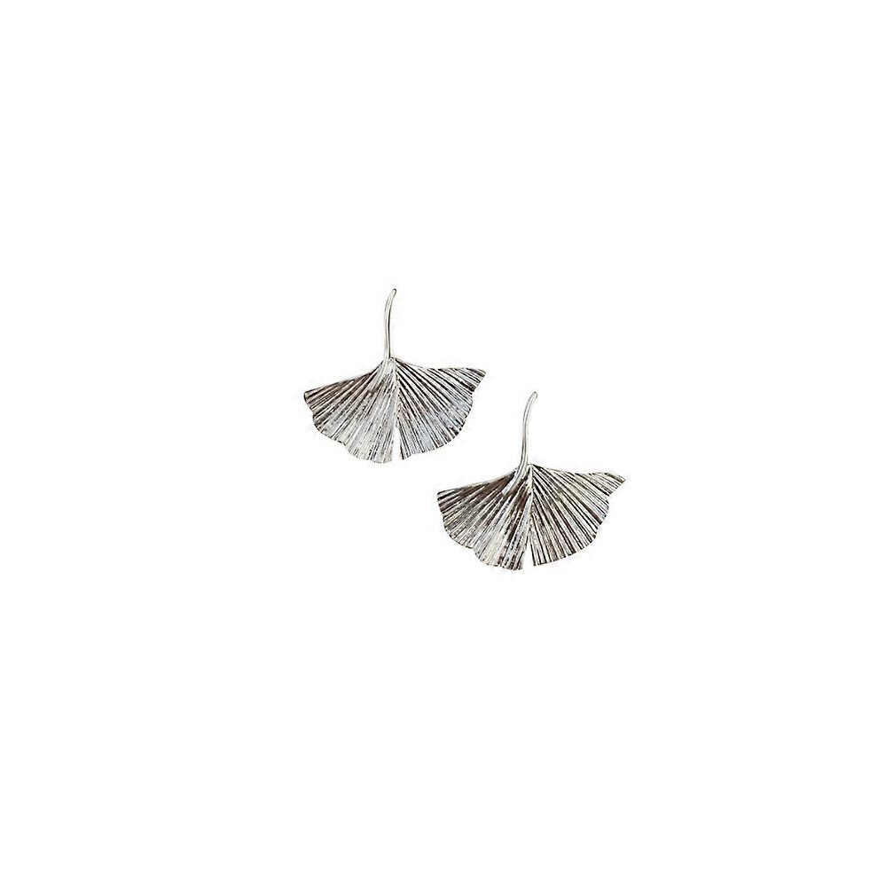 (argent, taille unique) Boucle d'oreille pendante en forme de feuille de ginkgo et boucle d'oreille