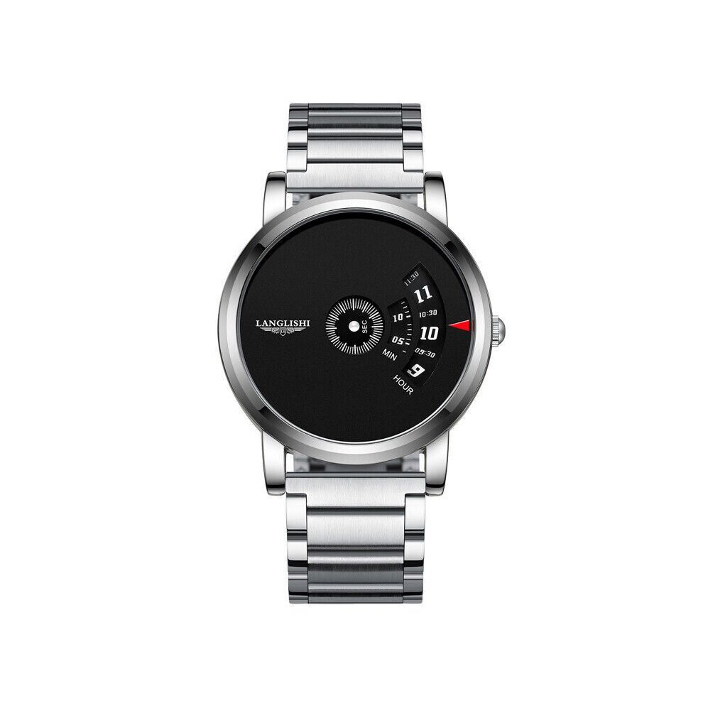 Montre automatique multifonctionnelle en acier pour homme et femme, accessoire tendance et noir argenté,