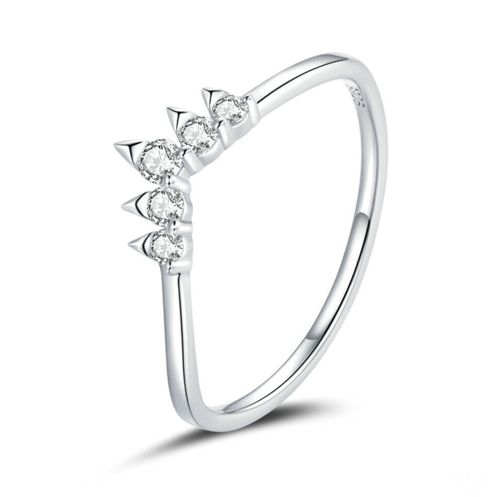 Bague couronne plaquée argent pour femme, bagues empilables vintage rétro, bijoux_8