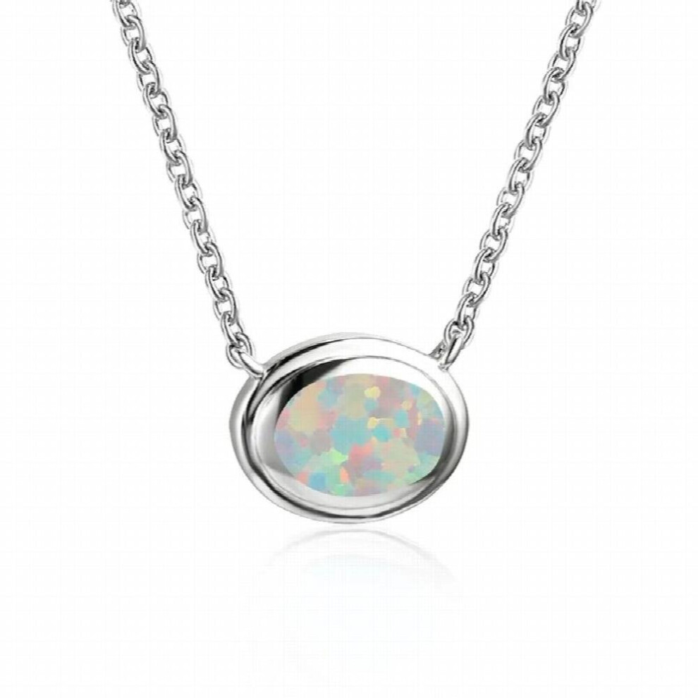 Collier avec pendentif ovale en opale pour femme et homme, bijou géométrique vintage, argent 925, pierre
