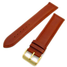 Italienisches gepolstertes Kalbslederarmband – Hellbraun, 18 mm mit vergoldeter Schnalle