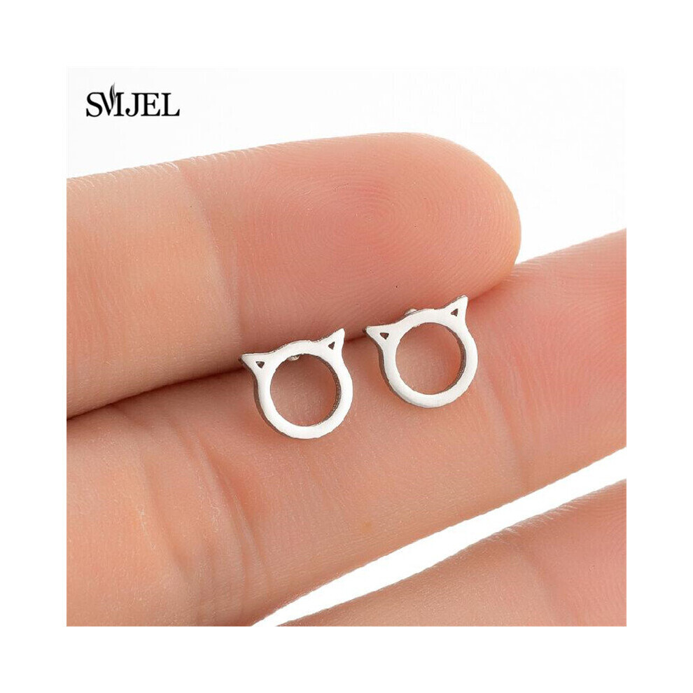 (Blanc) Bijoux minimalistes Chat Chien PawenPig Chihuahua Petit Animal Boucles d'oreilles à tige Cadeau