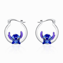 Stitch Hoop Ohrringe Klassischer Anime Charakter Versilbert Emaille Tropfen Frau Schmuck Geschenk