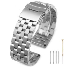Superixed Links 20 mm silbernes Uhrenarmband 316L, gebürstetes Finish, massives Edelstahlarmband mit