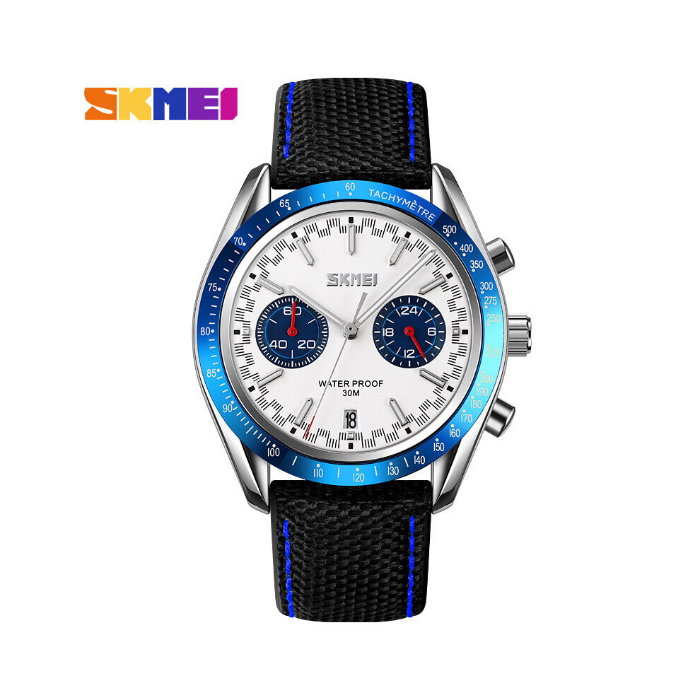 Montre-bracelet à quartz pour homme, étanche, sport, bracelet en cuir, chronographe