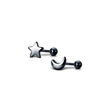 Trustdavisg Silber asymmetrische Stern Mond Schraube Studnimalist Schmuck DS775