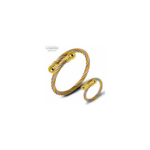 Twist Wire Cable Schmuckset Paar Armbänder Ring Titanstahl Ring Armreif Vintage-Schmuckset