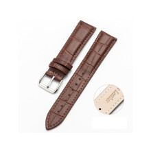 20 mm zweilagiges Uhrenarmband aus Rindsleder mit Bambus-Gelenkstruktur (Dunkelbraun)