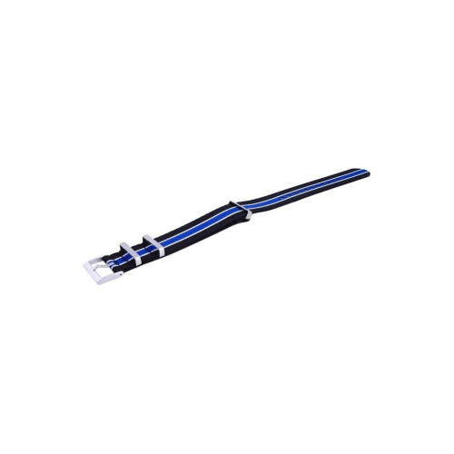 22 mm Men Black & Blue Polyester Strap, Blue