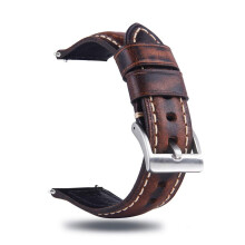 26 mm Retro-Lederarmband mit Schnellverschluss, Vintage-Pull-up-Lederarmband, Dunkelbraun