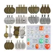 35 kpl/setti riipustelineet setti tee-se-itse korukehys Crystalould-korujen valumuottien valmistus Vintage-alusta