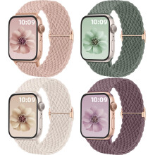 4er-Pack geflochtene Solo Loop-Armbänder, kompatibel mit Apple Watch-Armbändern 40 mm, 41 mm, 38 mm,