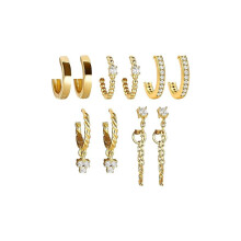5 Paar Gold Silber Huggies Hoop Damen Mädchen Kleine Baumelnde Kette Hoop für Geschenke