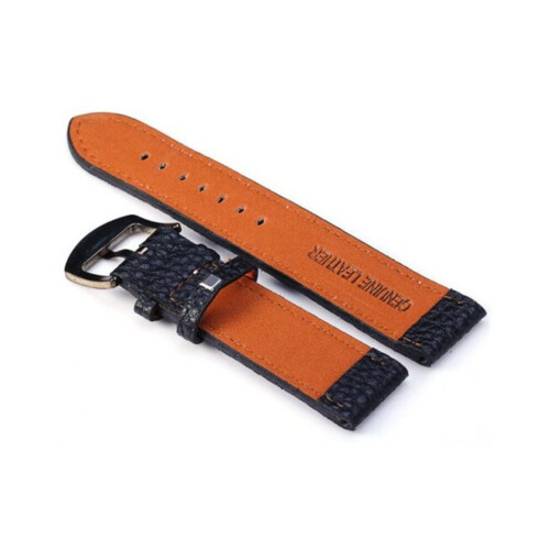 24Mm Leather Strap Watch Band White Blackands 1