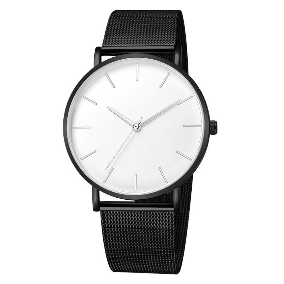 Lot de 2 montres à quartz analogiques pour homme, bracelet en maille, en acier inoxydable, minimalistes,