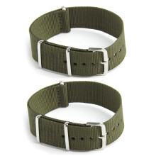 2X Uhrenarmband Nylon Canvas Divers Grün Breite:18mm