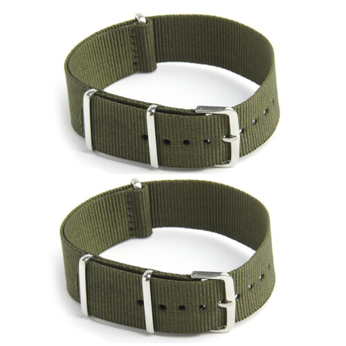 2X Watch Strap Band Nylon Canvas Divers Green Width:18mm