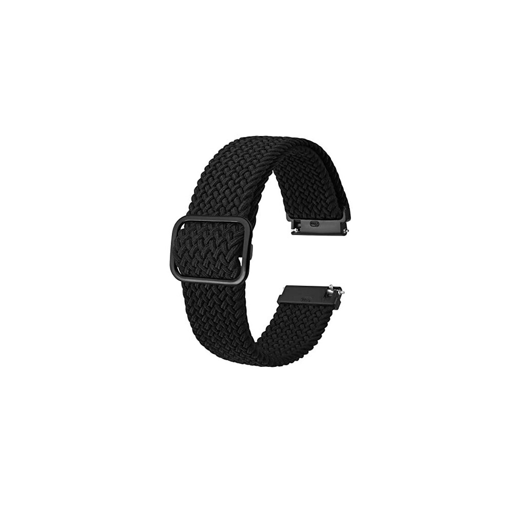 Bracelets de montre en nylon 20 mm, réglables, tressés, pour hommes et femmes, noirs avec boucle noire