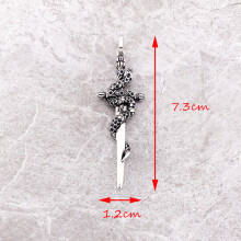 Anhänger Geschwärztes Schwert mit Schlange Feiner Vintage Schmuck Europa 925Geschenk für Frau & Mann