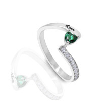 Personalisierter Kindernamensring mit Geburtsstein, versilberter Ring, Schmuckgeschenk für Mütter