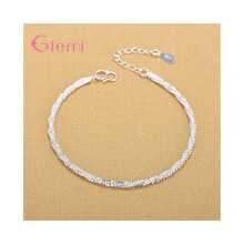 Chaîne de cheville tressée en argent 925 pour femmes et filles, bijoux à offrir