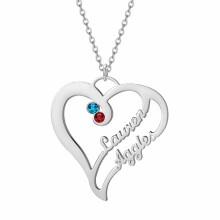 Personalisierte Doppelnamen Halskette & Anhänger Edelstahl Schmuck Geburtsstein Namen Männer