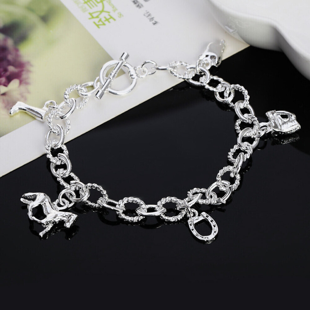 Bracelets à breloques en 925 en forme de fer à cheval pour femmes et hommes, bijoux de fête de mariage