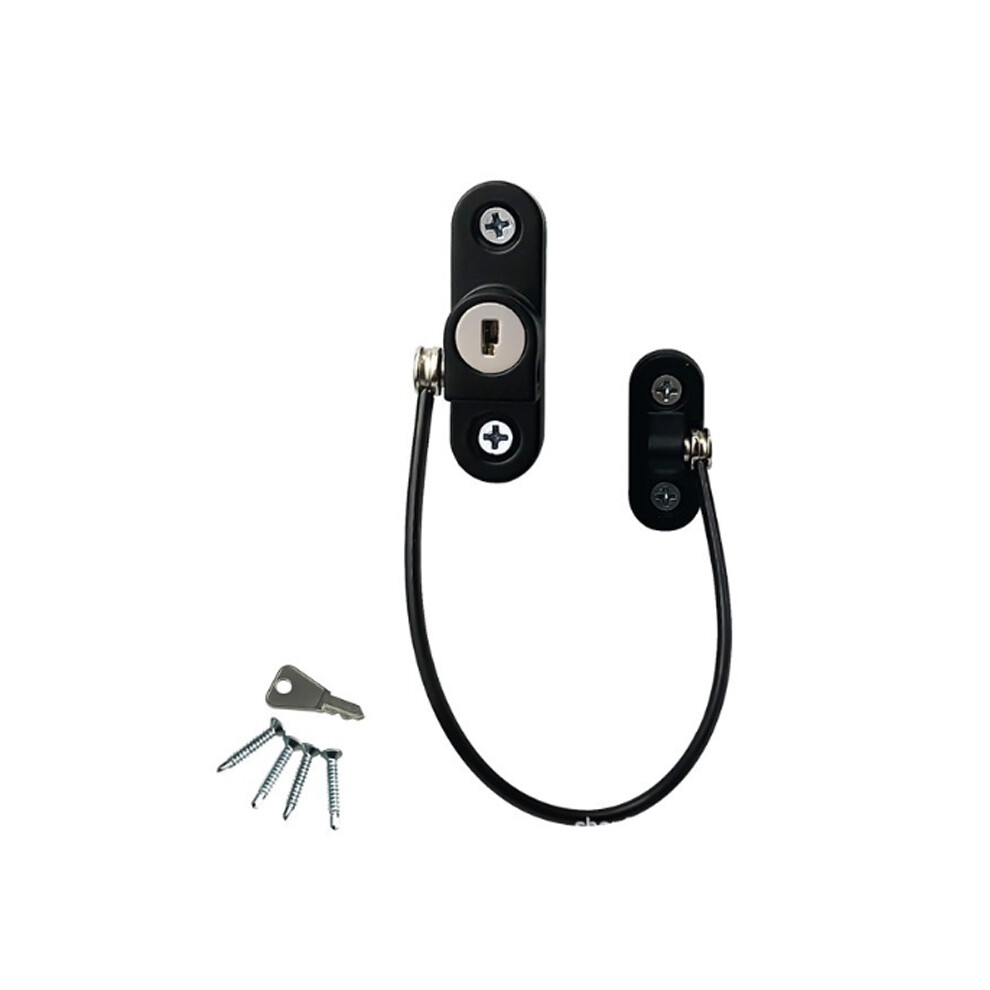 (Black, Ordinary) Window Door Restrictor Security Cable Key Lock Child Safety Baby Thickened