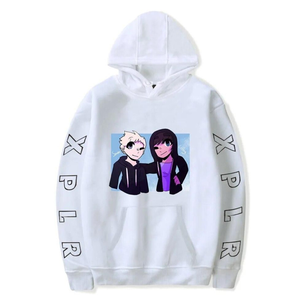 (white, XXL) XPLR Hoodie Printed Sam And Colby Hoodies Sweatshirts Men Women Hoodie Casual Sweatshirt Sam And Colby Pullover Fleece Hoodie