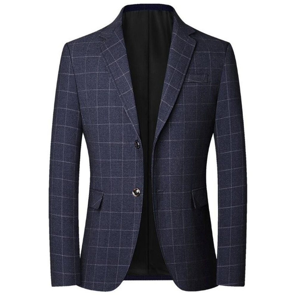 (black, XXL) Large Size Men's Vintage Plaid Blazer Casual Slim Business Social Blazer