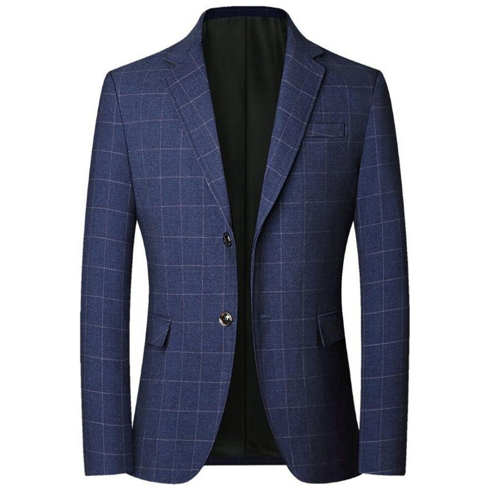 (navy blue, XXXL) Large Size Men's Vintage Plaid Blazer Casual Slim Business Social Blazer