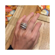 Glänzender halbvoller Diamantring, mehrschichtiger, gewundener Cubicsary-Ring, Ehering für Frauen