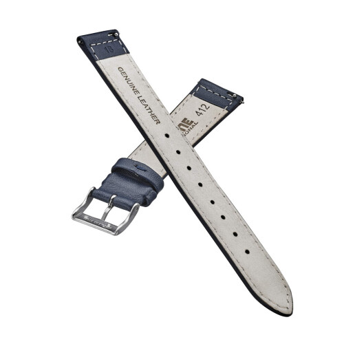 Alpine flat Leather Watch strap with Quick Release Spring Bars - Blue - 12 mm 2