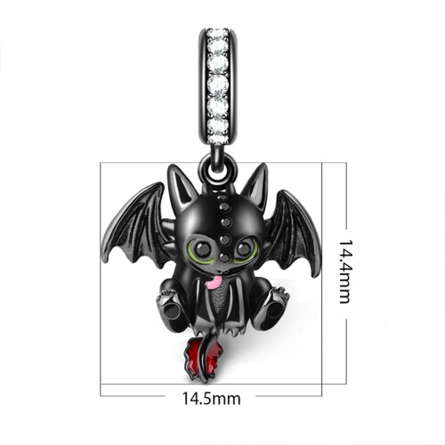 Pendentif/collier à breloque petit dragon plaqué noir 2