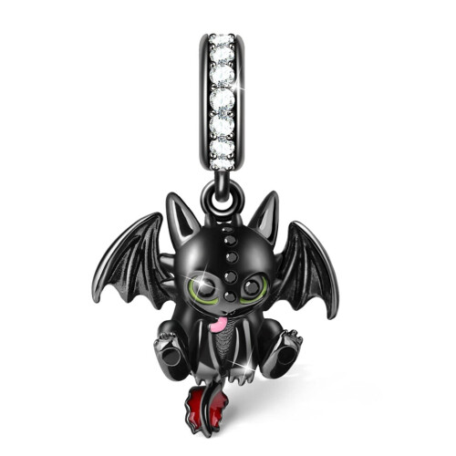 Pendentif/collier à breloque petit dragon plaqué noir 1