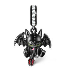 Schwarz plattierter kleiner Drache Charm Anhänger Armband/Halskette Jewelryens