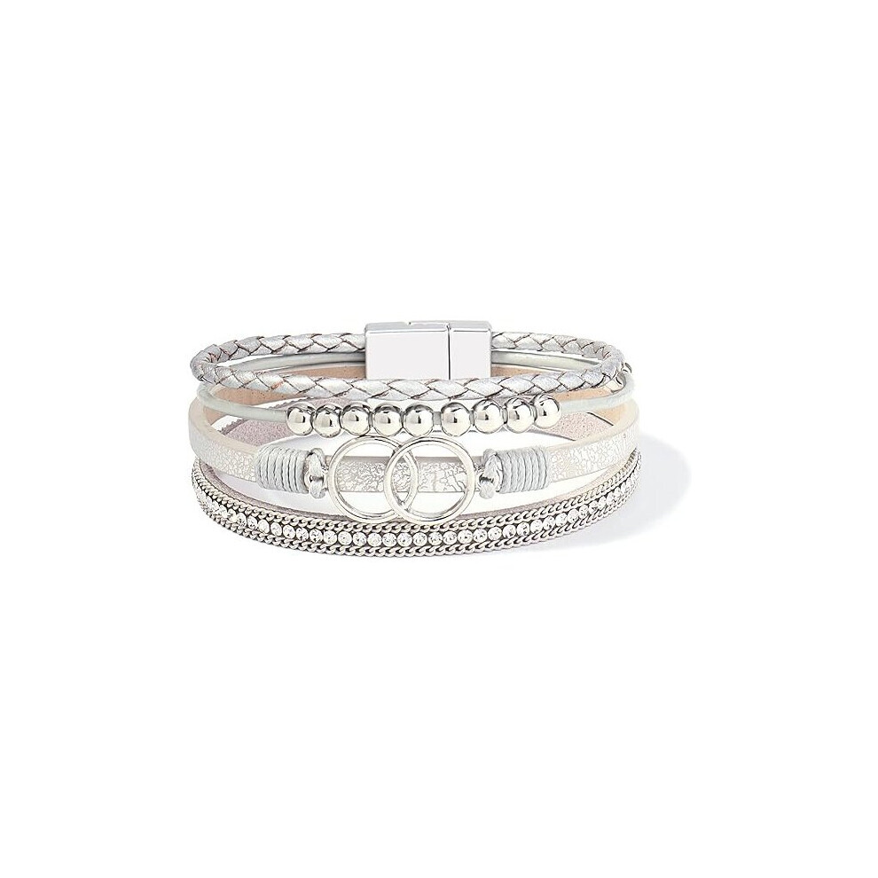 Bracelets Boho Wrap en cuir, bracelets à perles dorées pour femmes, bijoux empilables avec fermoir