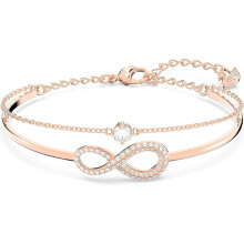 Armbanden en kettingen, rhodium- en roségoudkleurige afwerking, heldere kristallen
