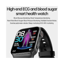 Montre connectée E500 pour la surveillance de la glycémie, ECG, température, non invasive, pour hommes