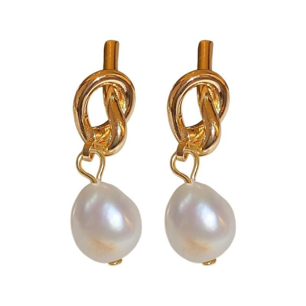 Boucles d'oreilles pendantes élégantes en perles synthétiques couleur or pour femme, idéales pour une