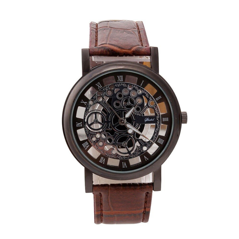 Montre automatique pour homme et femme, bracelet en cuir, en acier inoxydable, étanche