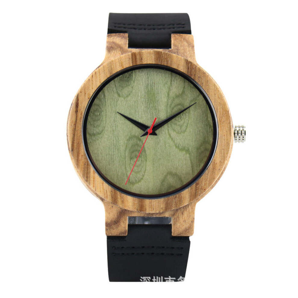 Montre à quartz en bois pour homme, minimaliste, bracelet en cuir, horloge, montre-bracelet en bois