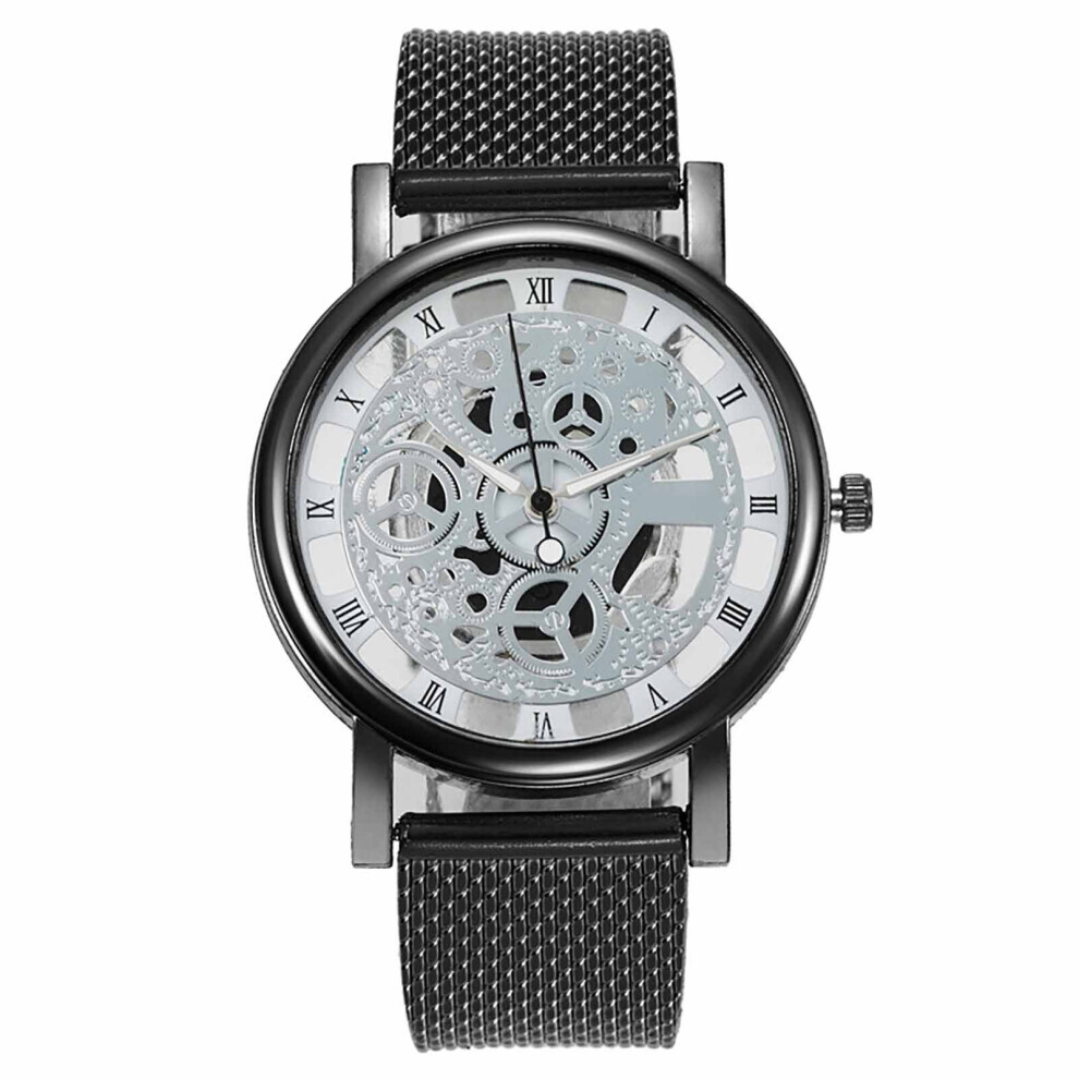 Montre-bracelet à quartz minimaliste pour homme avec ceinture en maille d'acier