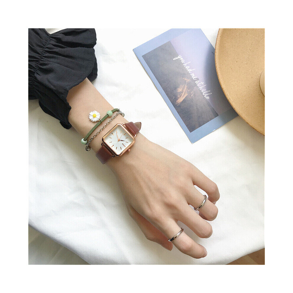 Montres à quartz carrées minimalistes pour femmes, montres-bracelets en cuir de qualité pour dames,